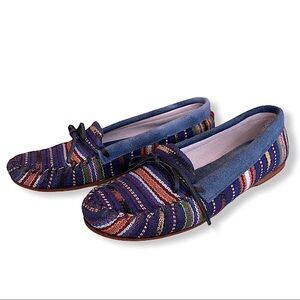 𝅺PENDLETON & 2568 Collaboration Blue Suede and Southwest Motif Moccasin  Sz 9.5